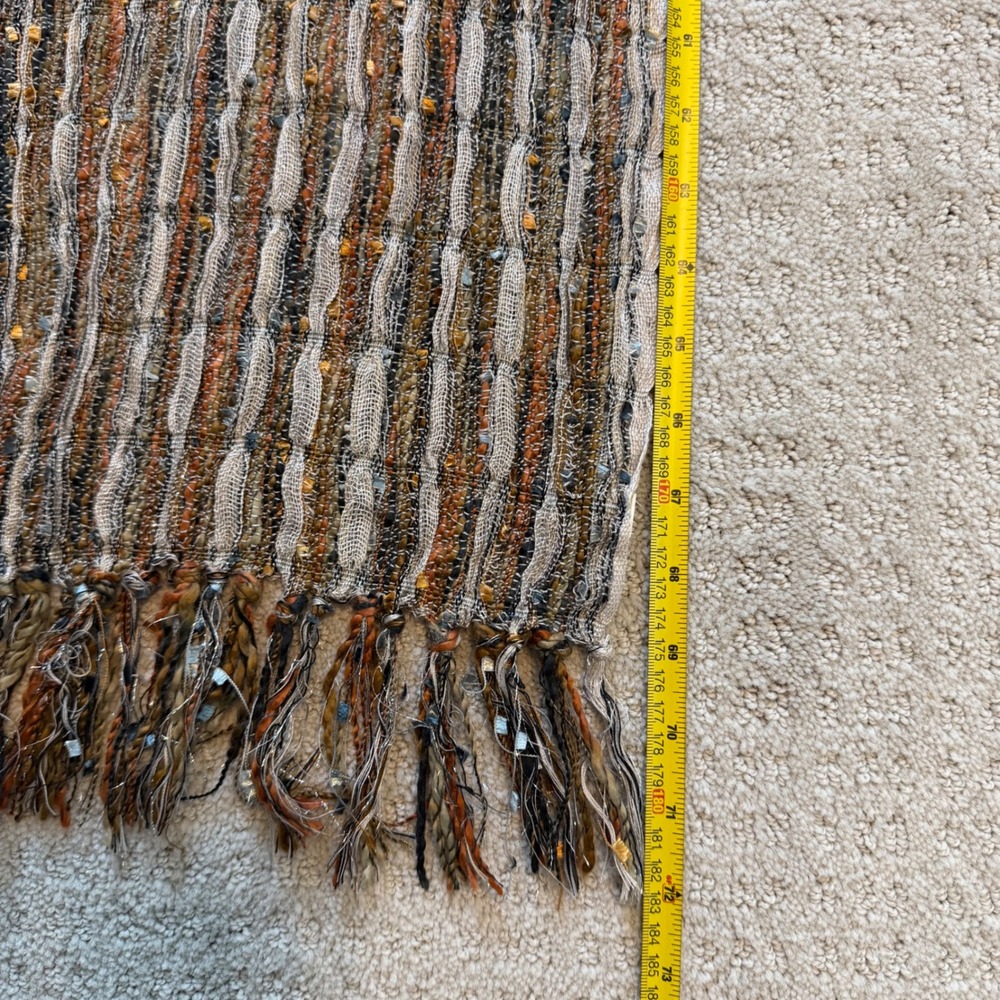 Collection XVIII Multi Color Striped Knit Scarf Metallic Silver Sequin Fringe - Picture 5 of 5
